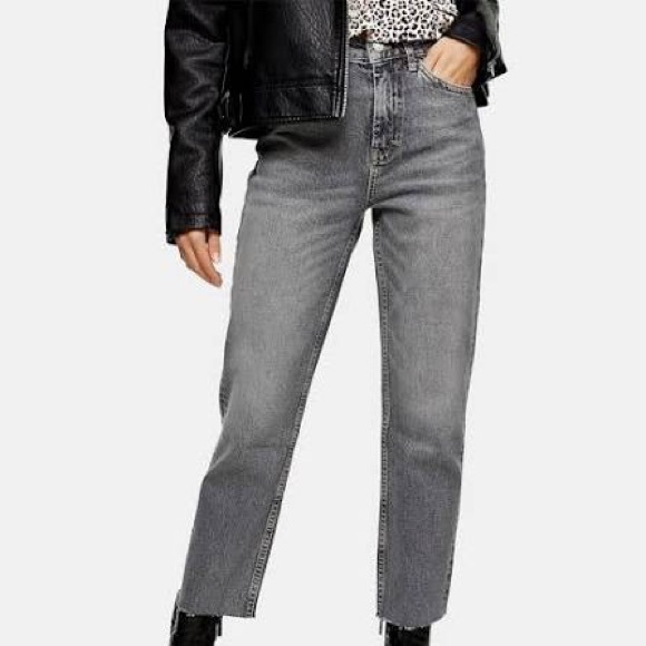 TOPSHOP Straight Jeans BNWT Size 32 in Grey - Picture 1 of 5